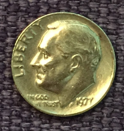 1977 P Roosevelt dime, actual coin in picture  free S/H