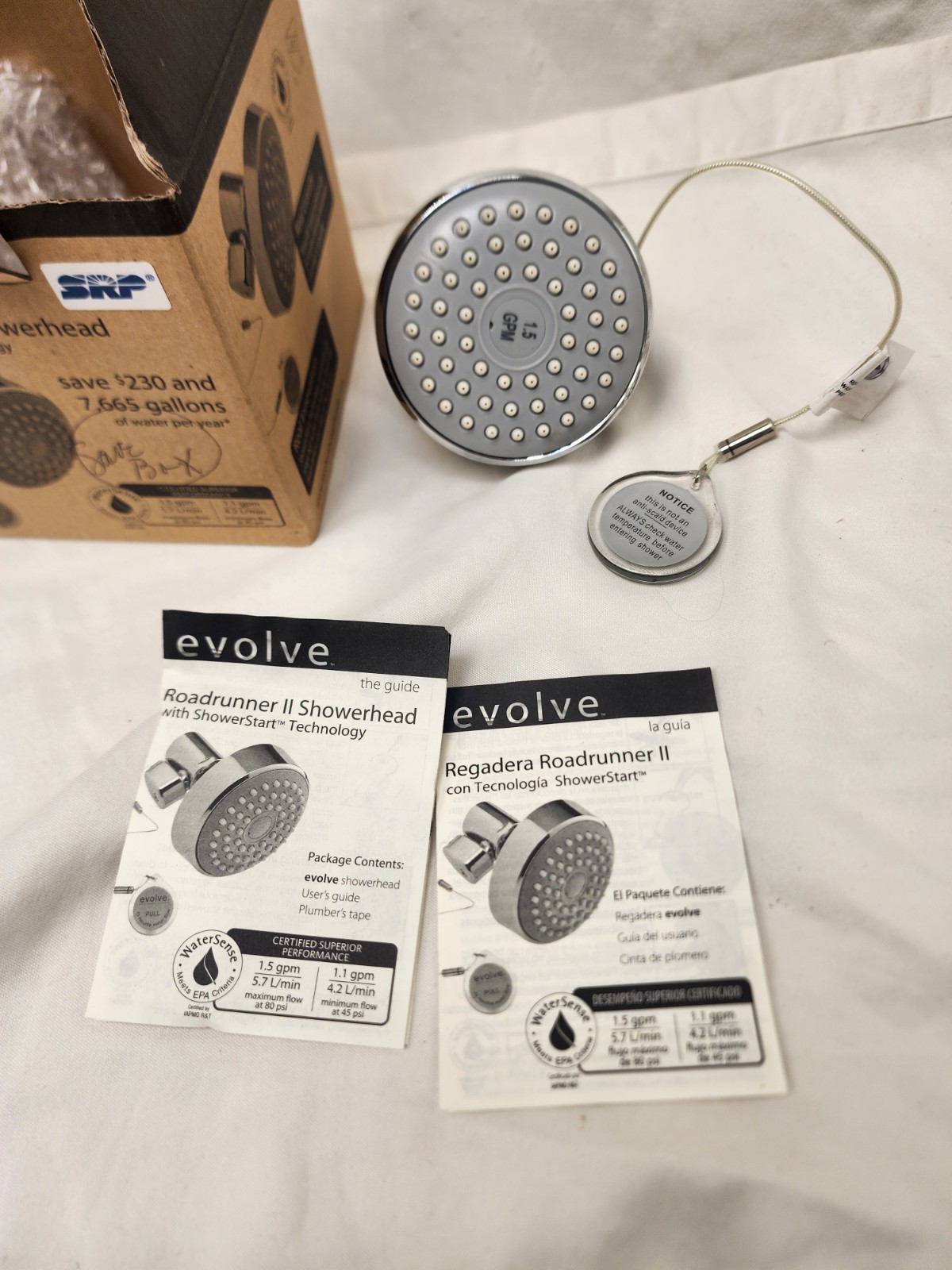 Evolve Roadrunner II Showerhead 1.5 GPM WaterSense ShowerStart Open Box