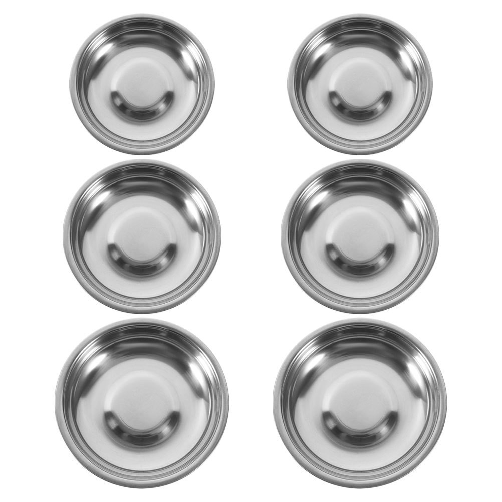 6 Pcs Metal Small Round Stainless Steel Sauce Dishes Dipping Bowls for Sauces