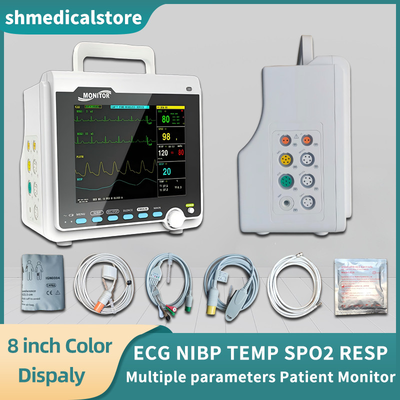 Portable Patient Monitor Human Use 8" Vital Sign Monitor ECG NIBP TEMP Spo2 RESP