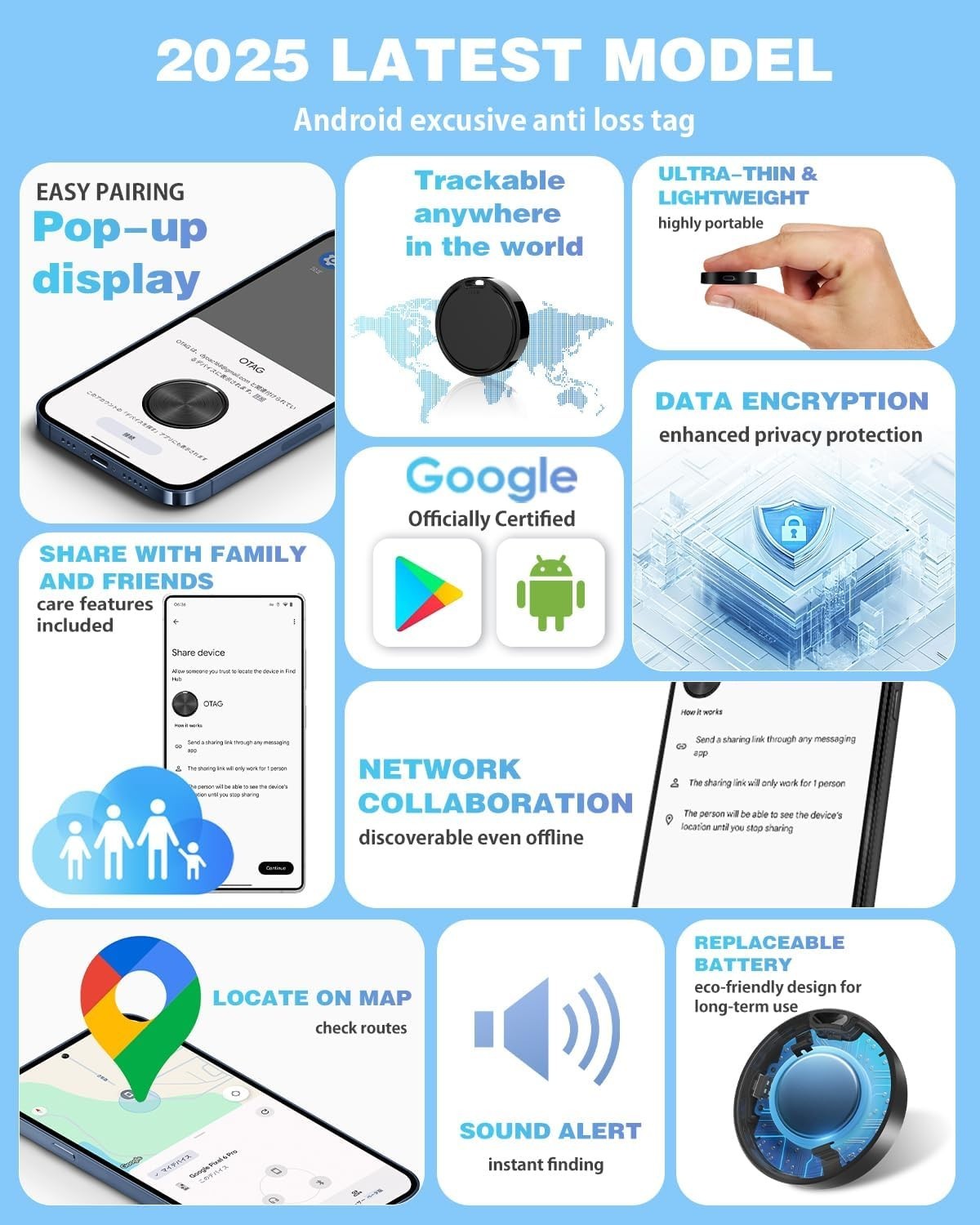 Bluetooth Tracker for Android: 4-Pack Tags with Loud Alerts & Rugged Design