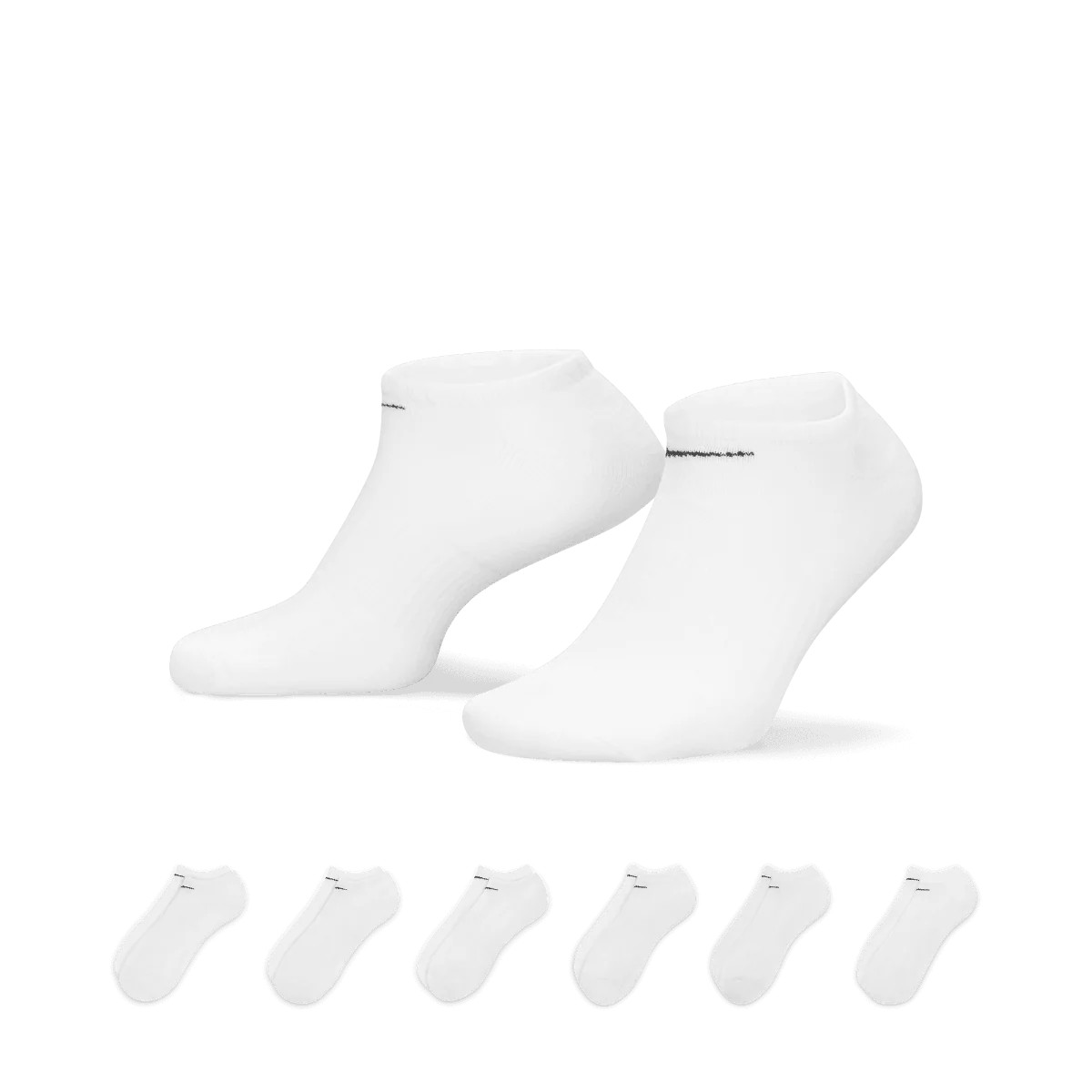 Nike Everyday Cushioned Training No-Show Socks (6 Pairs) WHITE LG