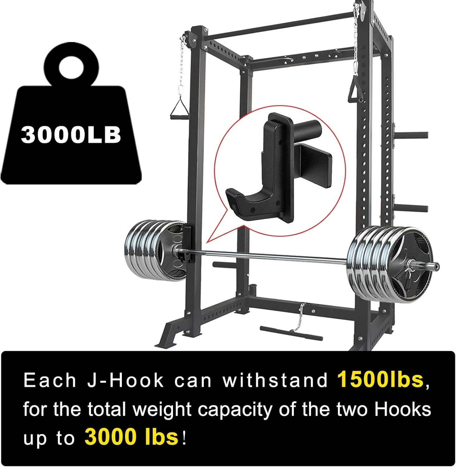 2x2 Power Cage Squat Rack J-Hook Barbell Holder/`