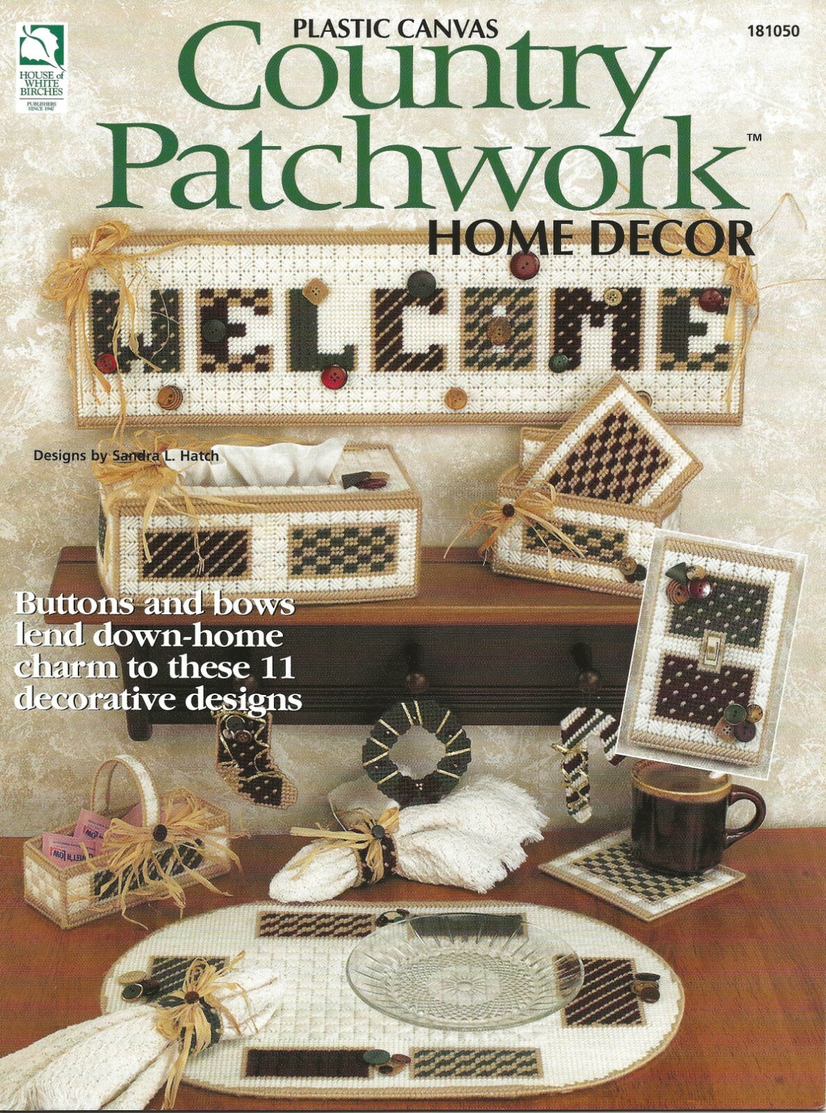 Country Patchwork Home Décor Plastic Canvas Welcome Switch-Plate BOOK