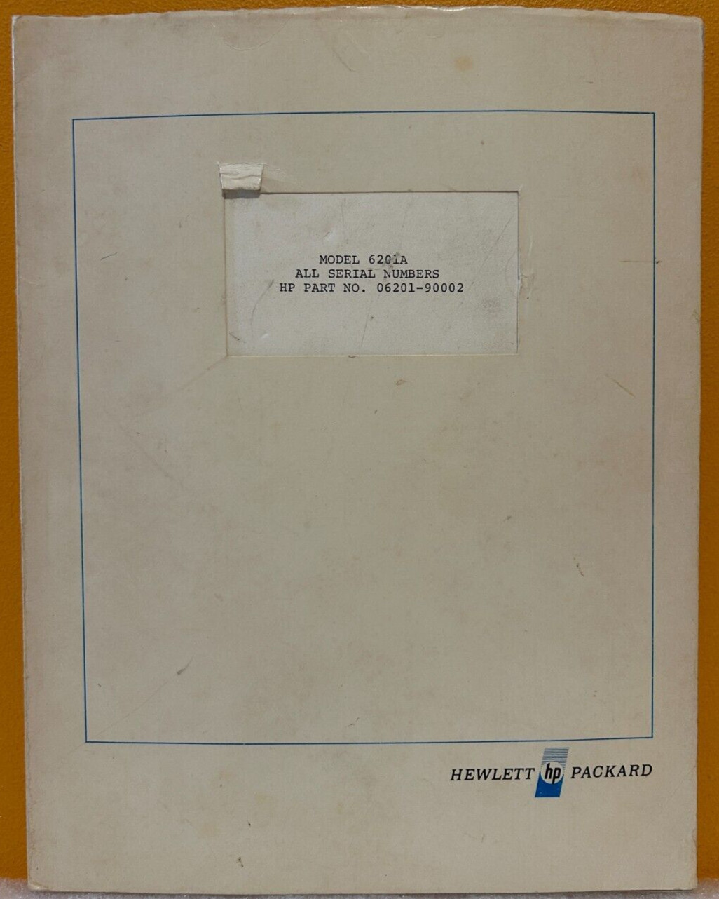 HP / Agilent 06201-90002 Model 6201A Power Supply Manufactuing Code D Manual.