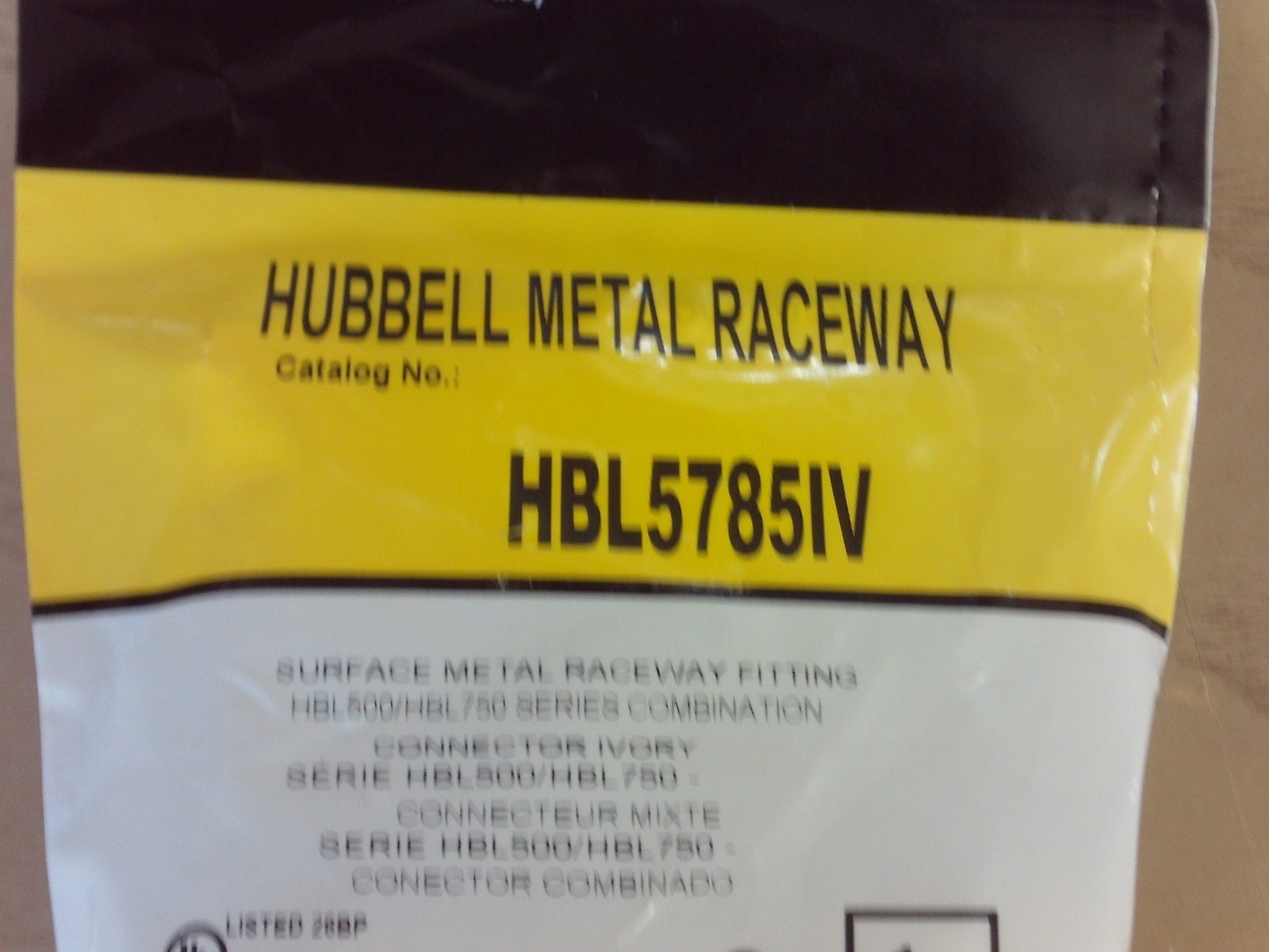 Qty 10 Hubbell HBL5785IV Raceway Combo Connector HBL500/HBL750 #1B-1128-Y9