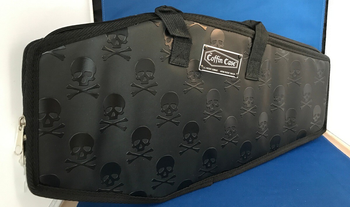 Coffin Case Mic/Drum Stick Bag Carry Case with Cool Blood Red Interior Brand New