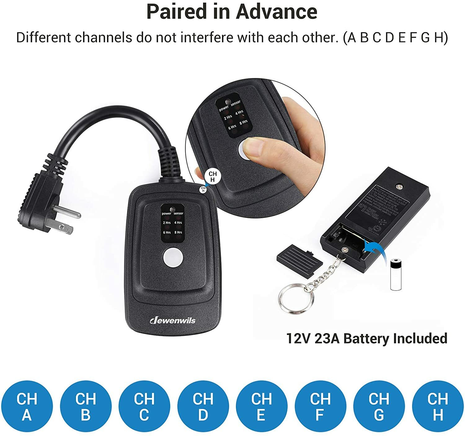 DEWENWILS Outdoor Light Sensor Timer with Remote Plug in Outlet Timer Waterproof
