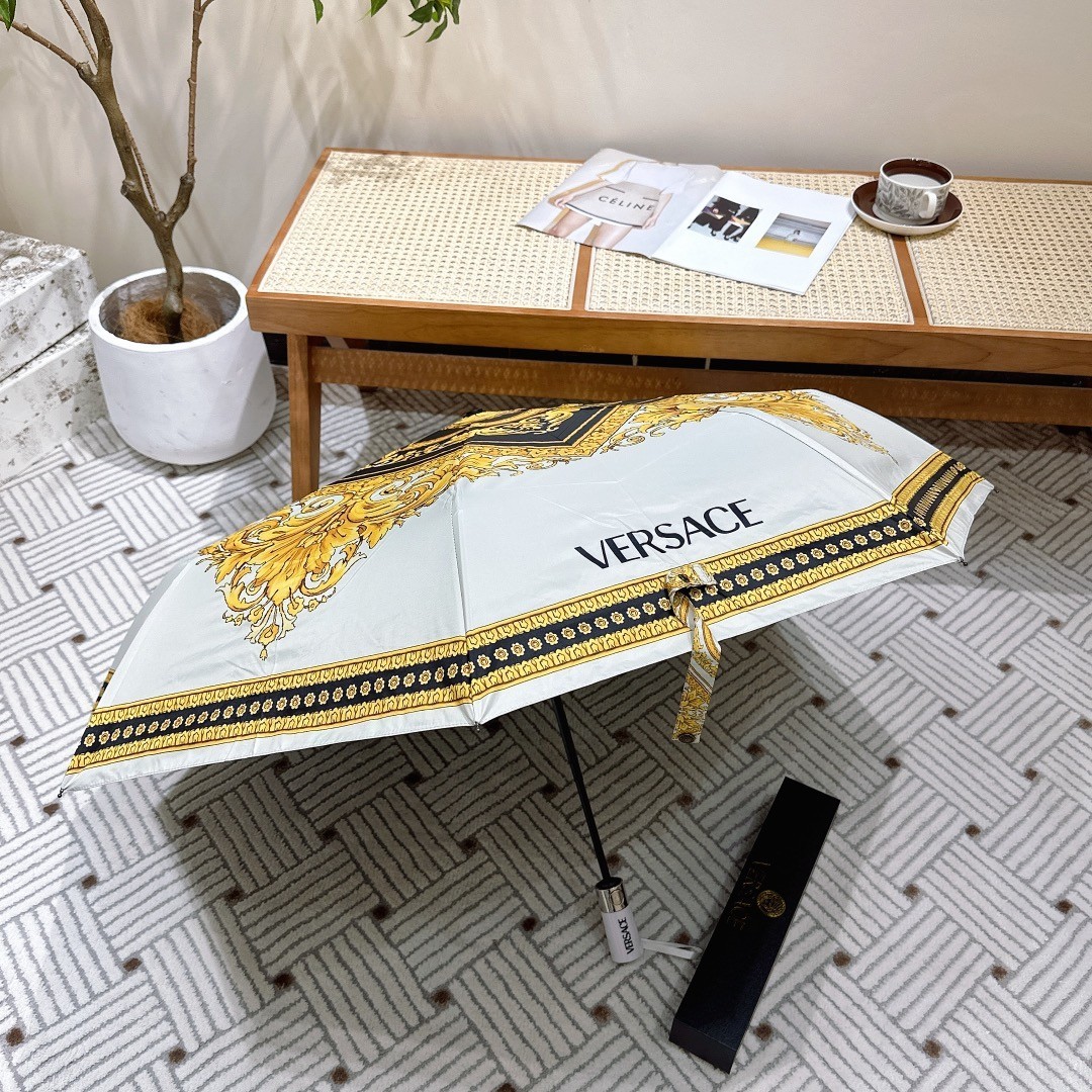 Versace Gold flower Pattern Umbrella Automatic 3-Fold Sun Rain Parasol