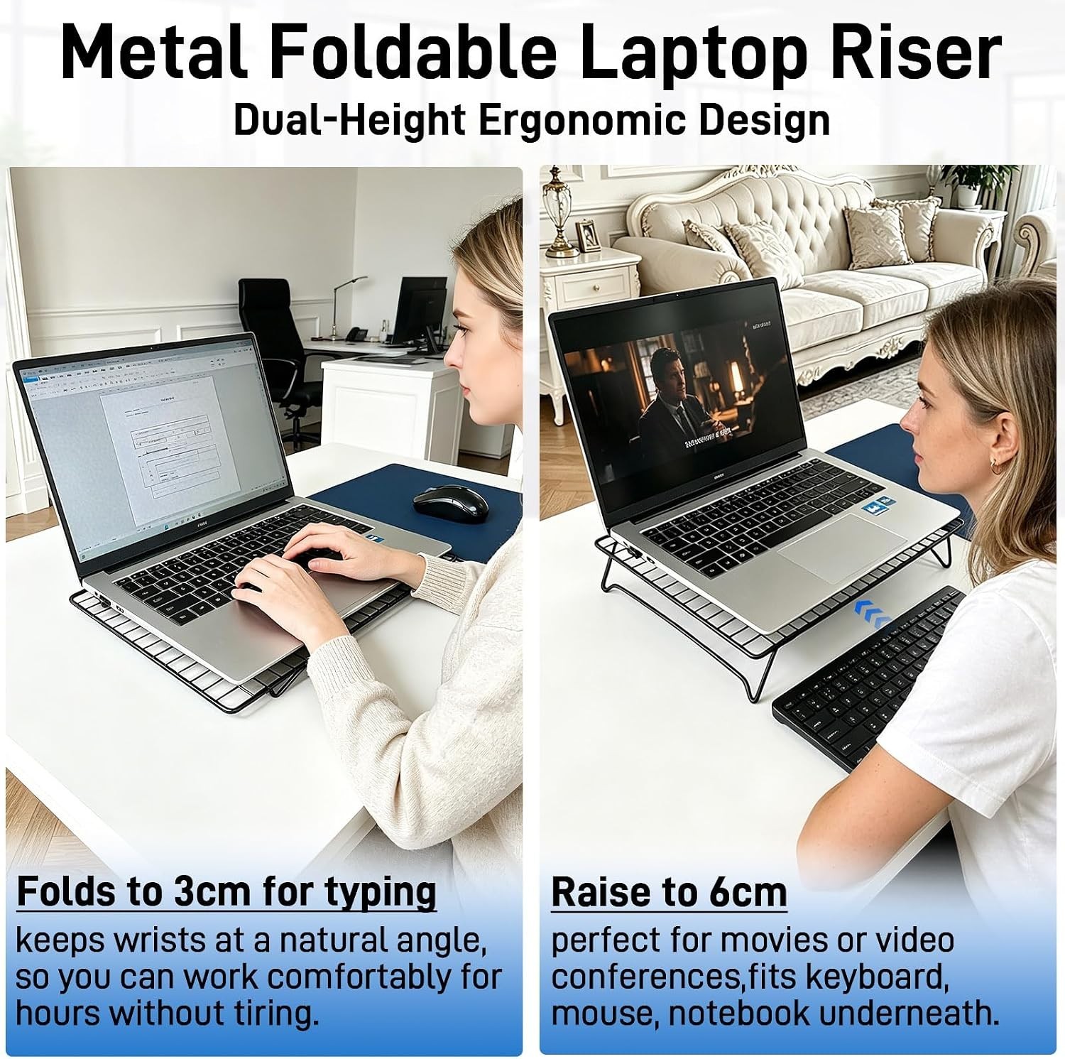 Adjustable Laptop Stand for Desk with Mouse Pad, Ergonomic Metal Foldable Lap...