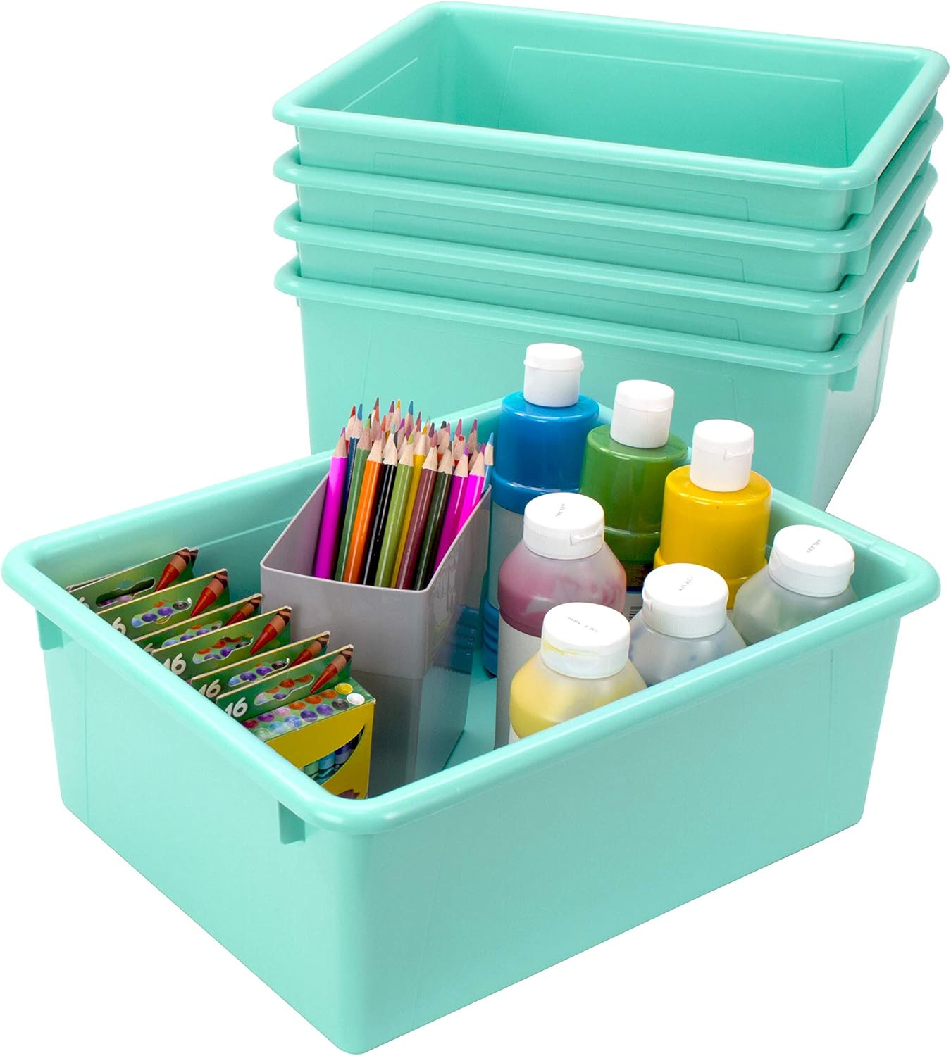 Letter Size Deep Storage Tray – Organizer Bin with Non-Snap Lid for Classroom, O