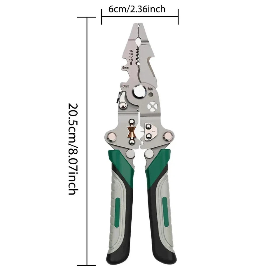 18-in-1 Foldable Wire Stripper Crimping Pliers Multi Function Electrician Tool