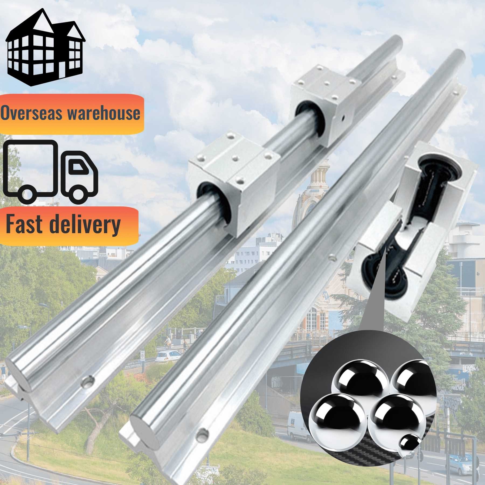 2PCS SBR12-1000mm Linear Rail Shaft Rod Guide with 4pcs SBR12UU Blocks Kits