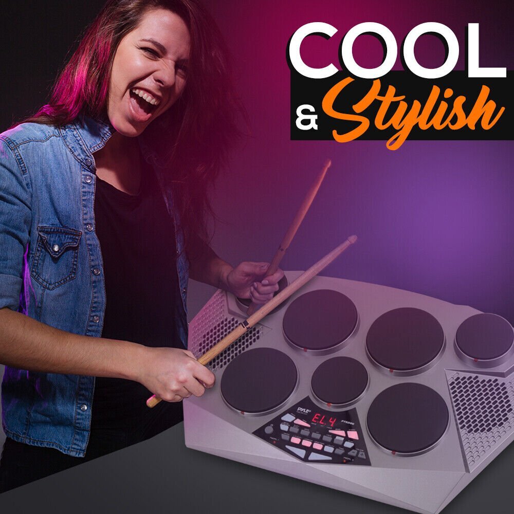 NEW Pyle Electronic Tabletop Drum Machine - Digital Drumming Kit PTED06
