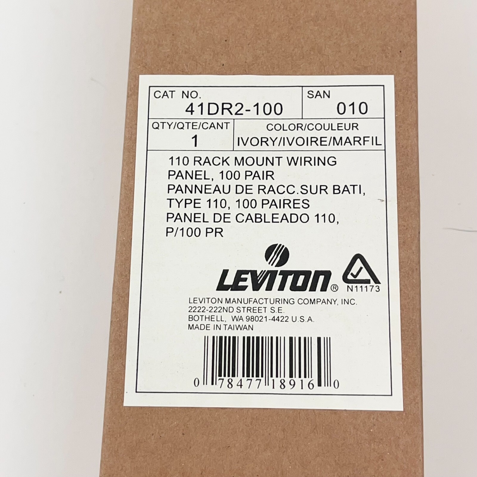 Leviton 110 Rack Mount Wiring Panel 100 Pair 41DR2-100 Ivory NEW