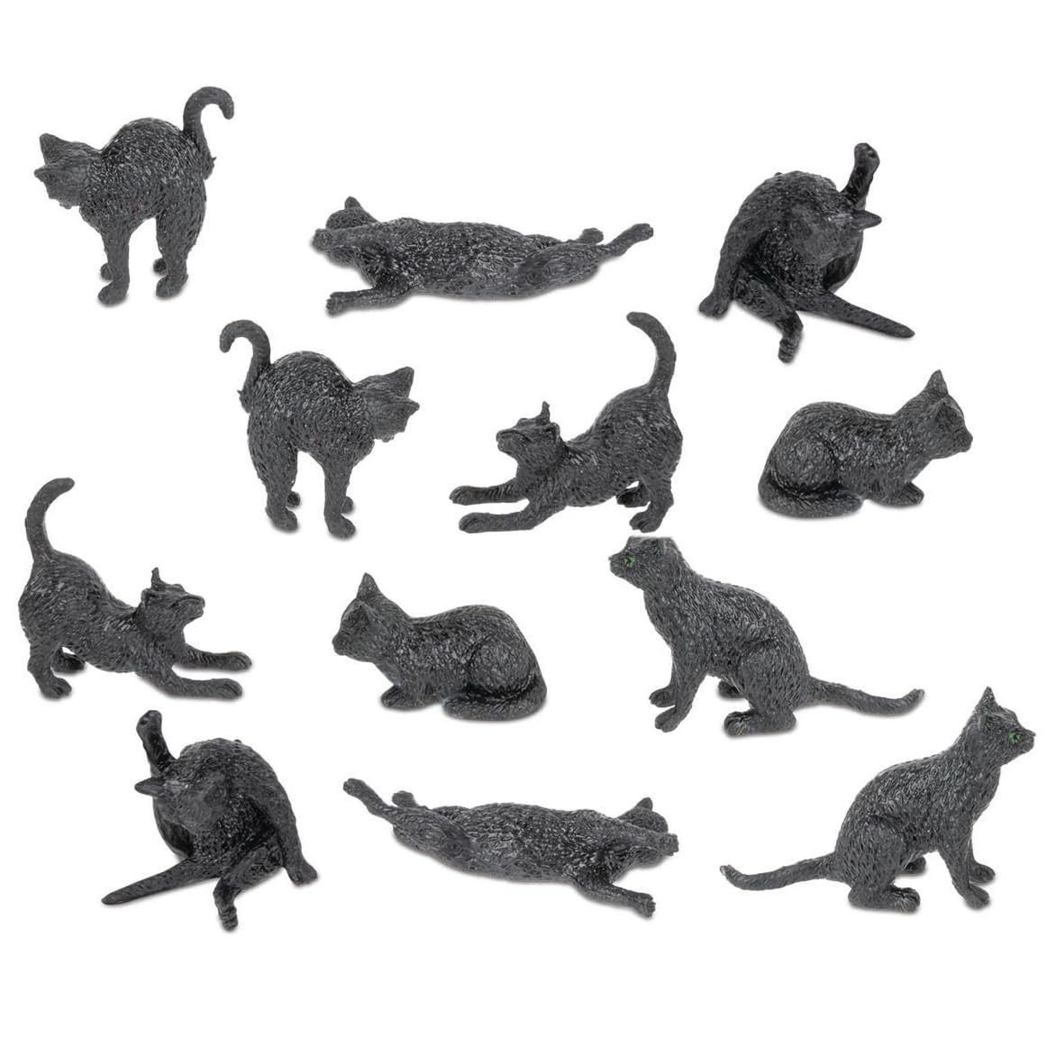 Archie McPhee Itty Bitty Black Cats - Bag of 12 Adorable Vinyl Kitties in 6 S...