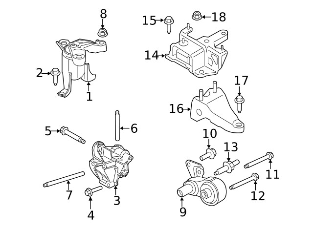 Genuine Ford Engine Mount Support Bracket Bolt W500340-S442