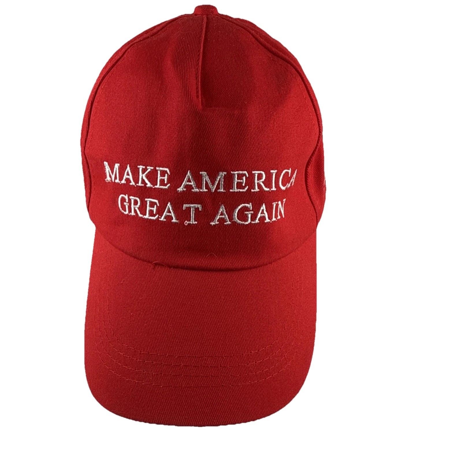 “Make America Great Again” White Letters on Red Hat Cap w American Flag HookLoop