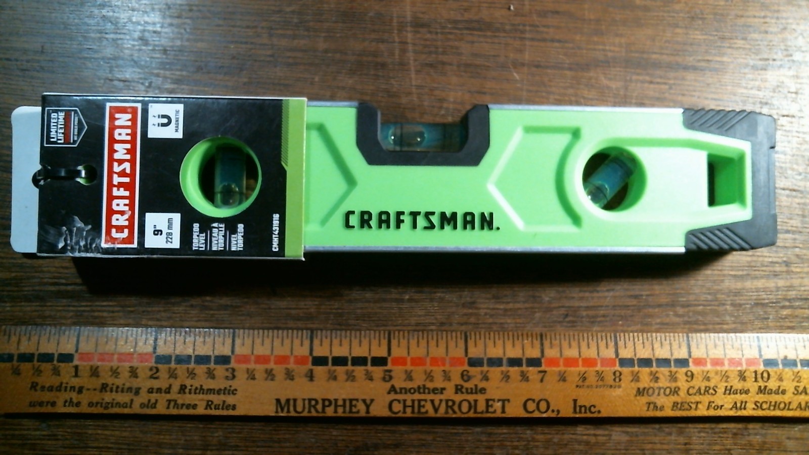 CRAFTSMAN Torpedo Level Vial Magnetic 9" High-Visibility (CMHT43191G) NEW.-=-