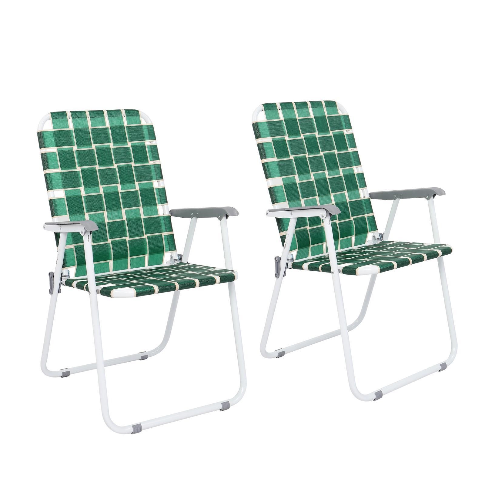 2PCS Portable Folding Web Chair Beach Chair Lawn Patio Webbed Strap for Camping