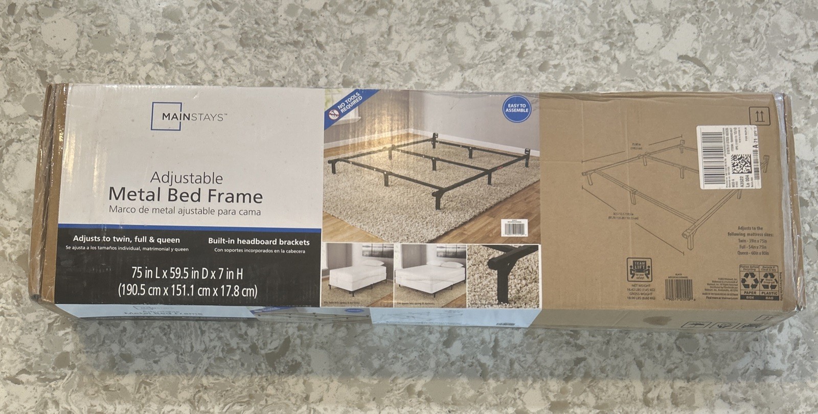 Adjustable Metal Bead Frame New In Box Queen Full Twin
