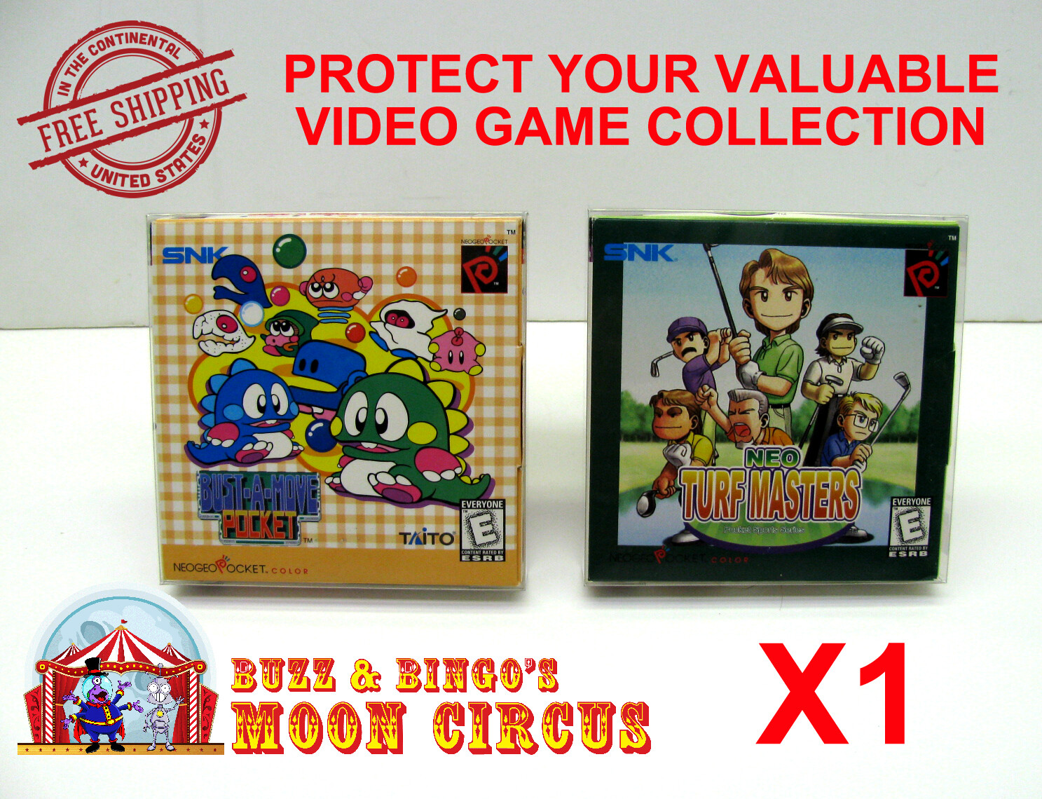 1X NEO GEO POCKET / COLOR CIB GAME - CLEAR PLASTIC PROTECTIVE BOX PROTECTORS