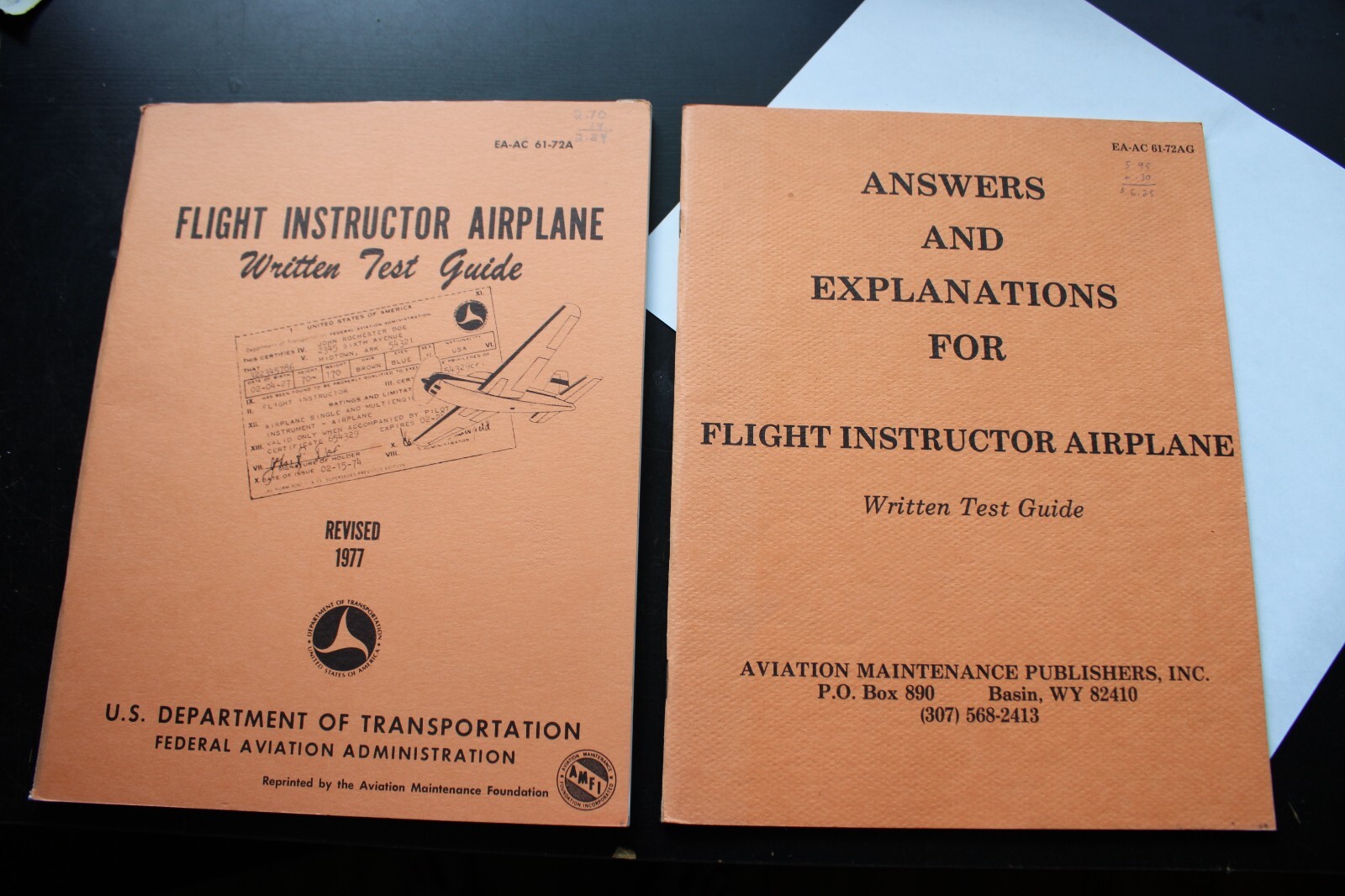 FAA Airplane FLIGHT INSTRUCTOR Written Test Guide 1977 Answers EA-AC 61-72A 72AG