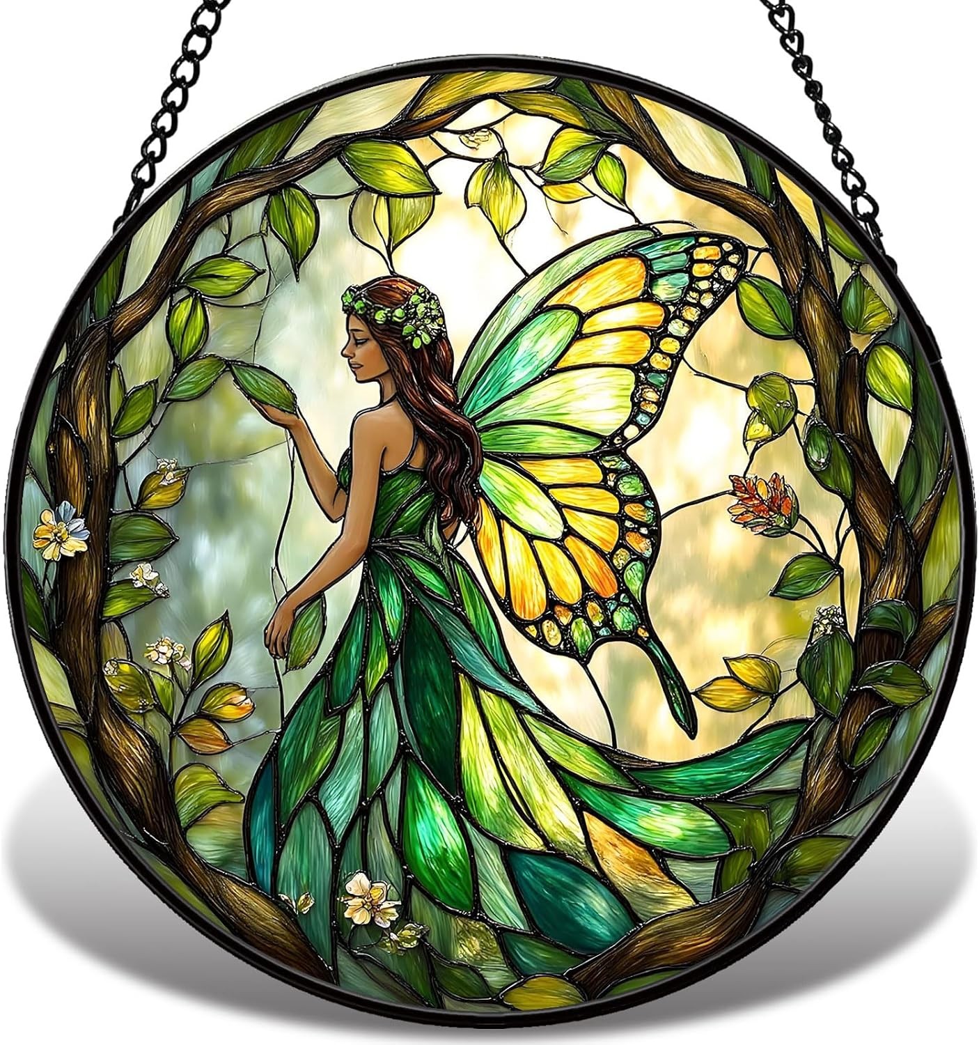 Forest Fairy Window Hanging, Stained Glass Suncatcher Gift for Mom & Women