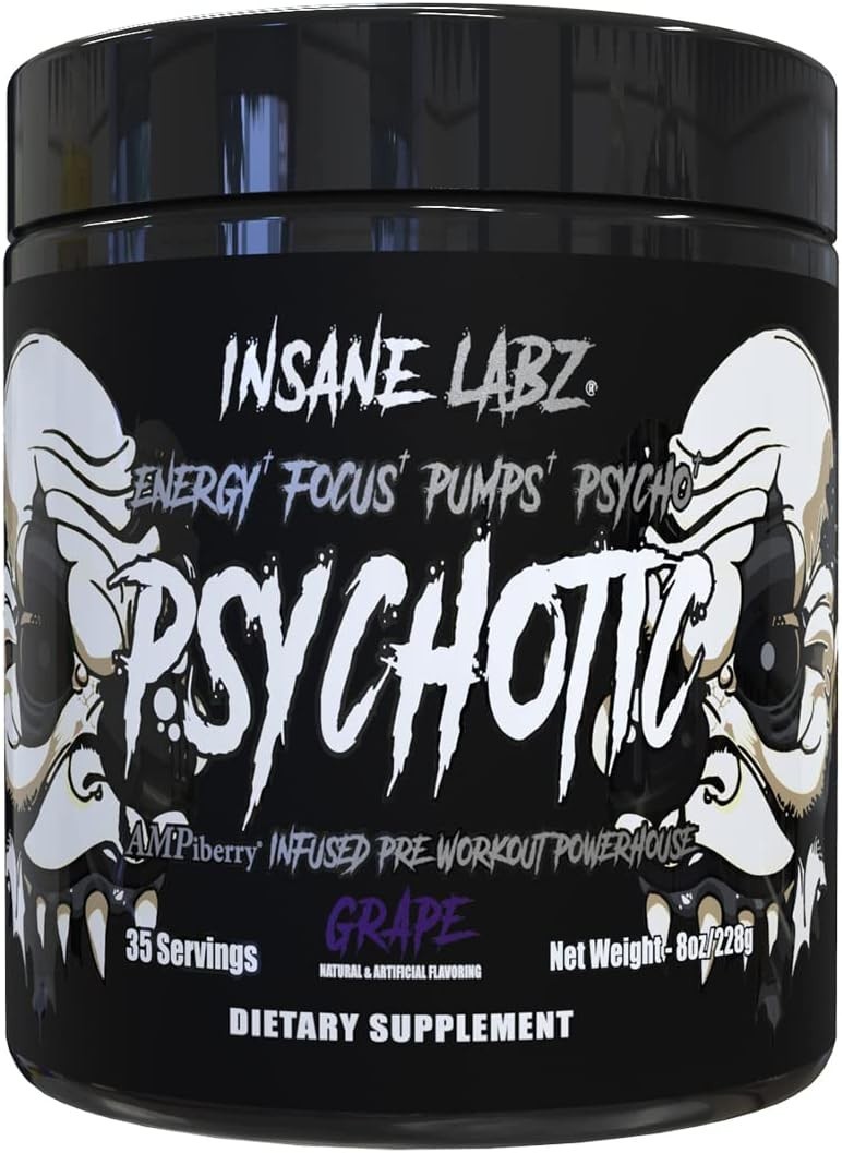 Psychotic BLACK Hardcore Pre-Workout Energy Focus Pumps 35 Servings New