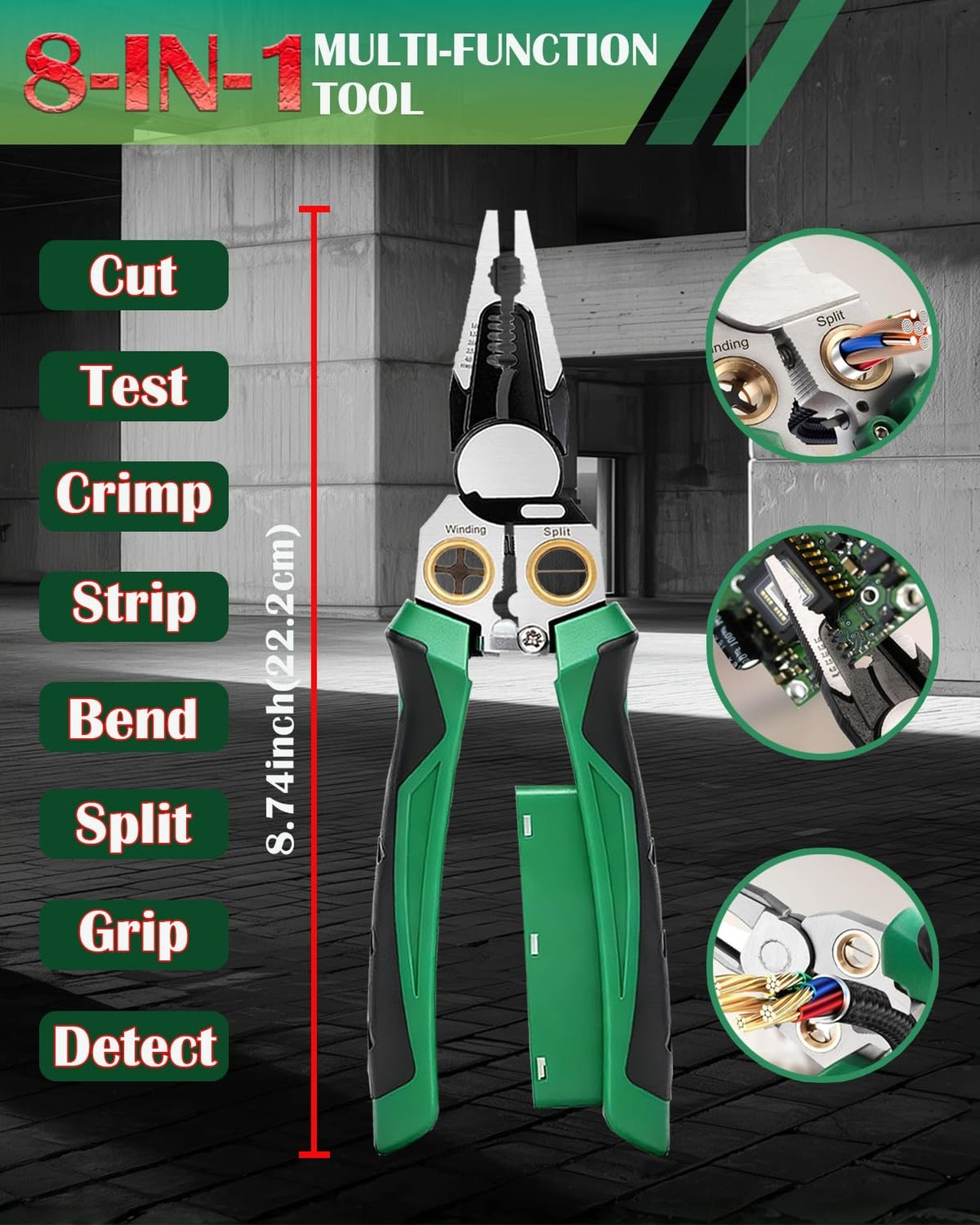 Chicat 8-in-1 Wire Stripper with Voltage Tester,Multi-function Elec... Fast Ship