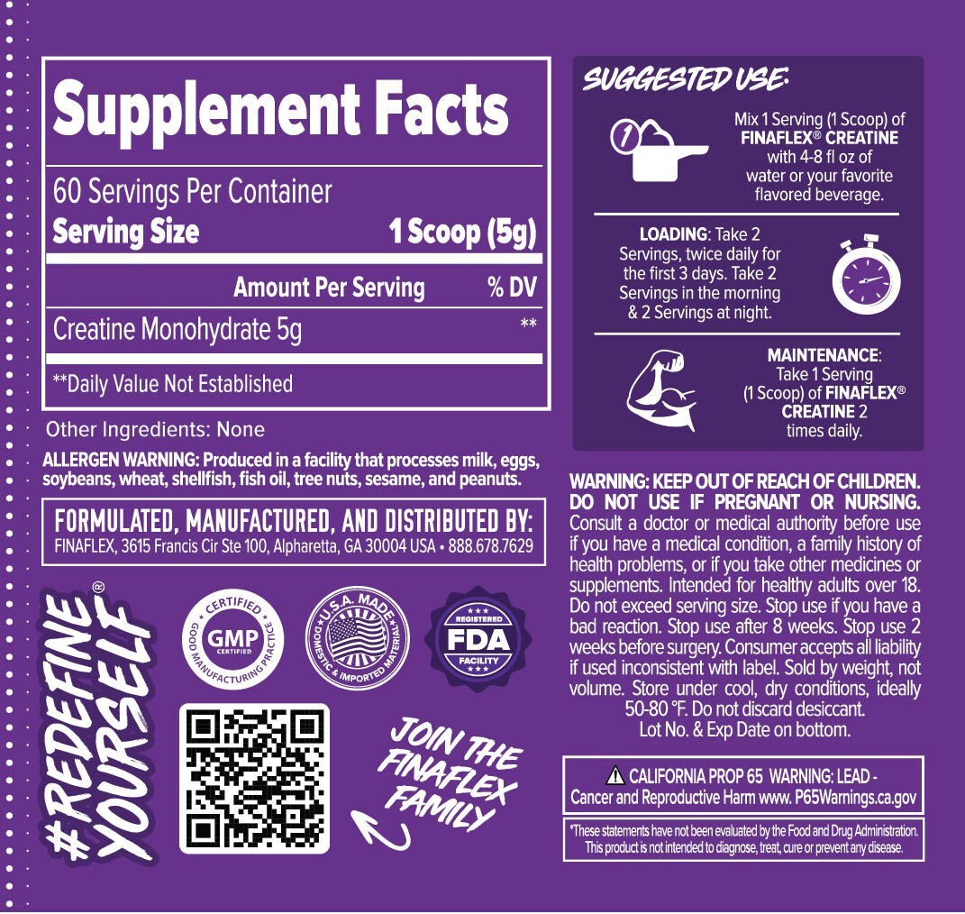 Finaflex PURE CREATINE Monohydrate Powder No Fillers 300 Grams - 60 Servings