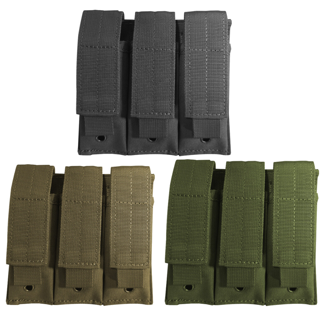 Tactical Multi-purpose Nylon Molle Mag Holder Open-Top Triple Magazine Pouch