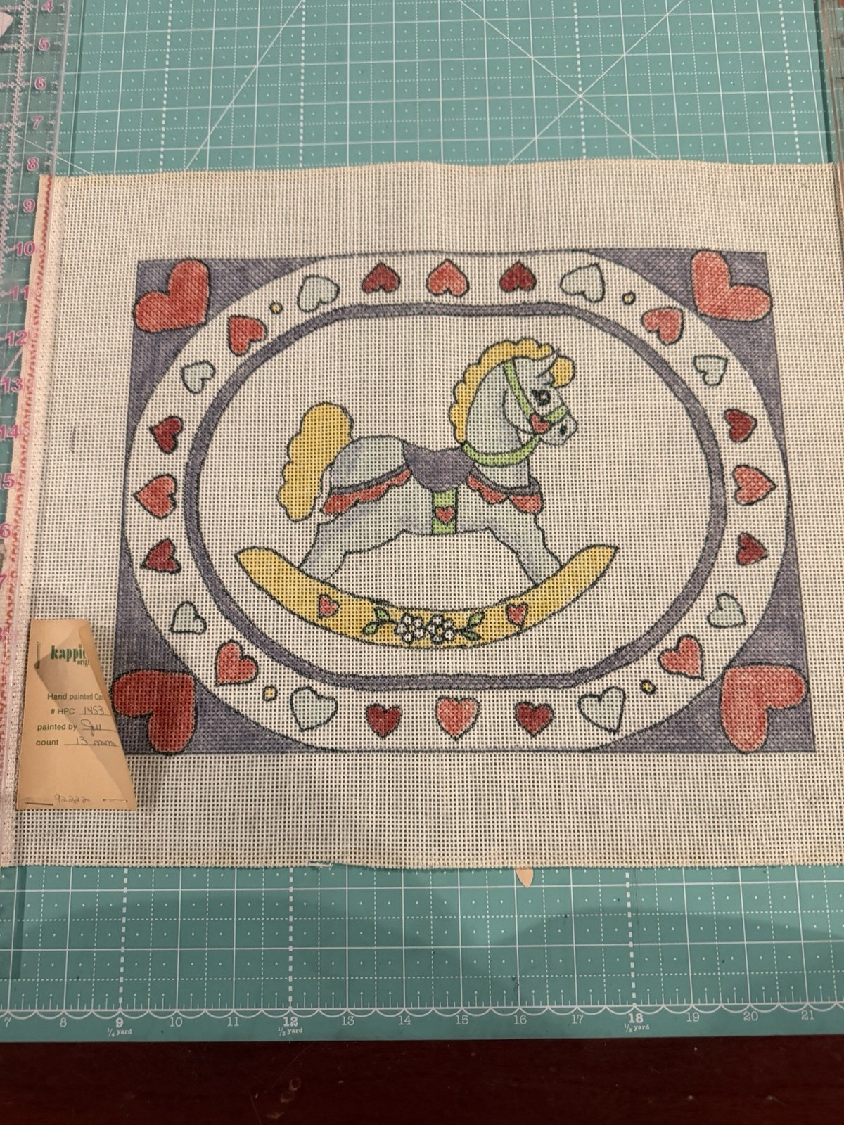 Vintage Kappie Originals Needlepoint Canvas  Rocking Horse 13”x10”- 13 Count