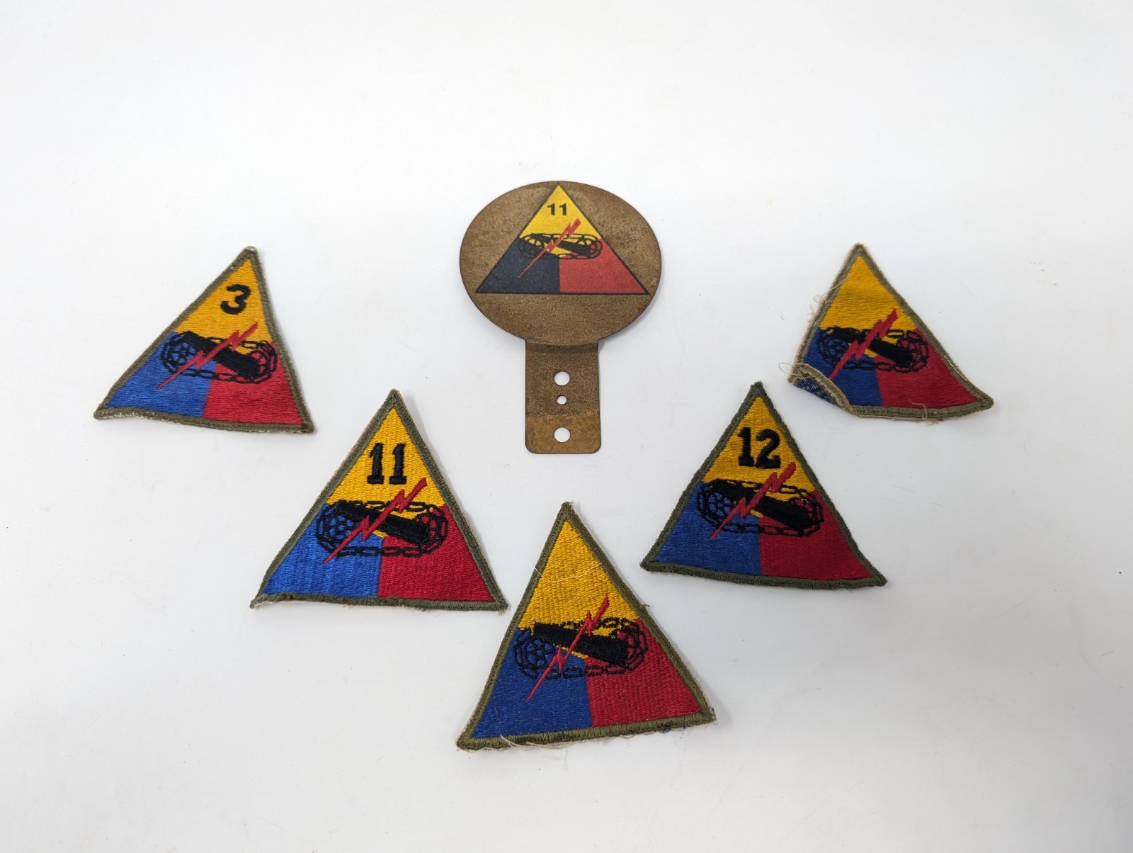 WWII or Korean War US Army Armored Tank Battalion Patch & License Plate Lot