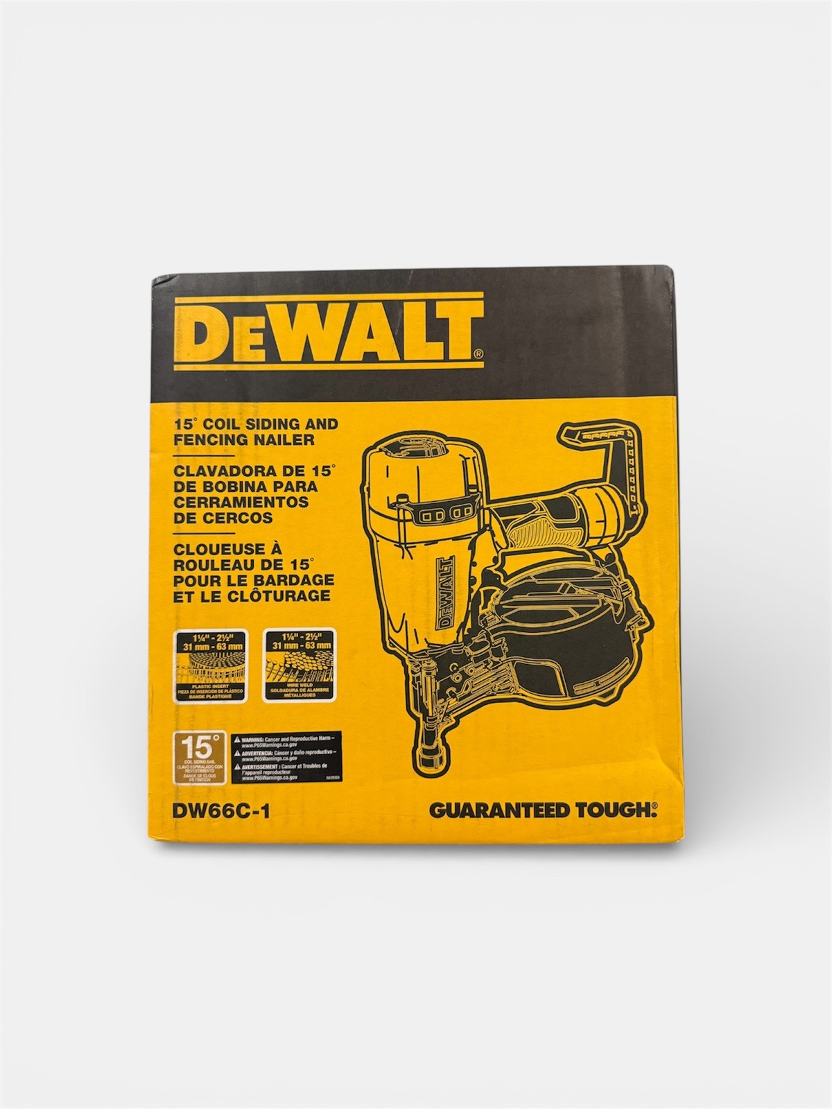 DEWALT DW66C-1 15° Coil Siding & Fencing Nailer 1-1/4” to 2-1/2” NEW