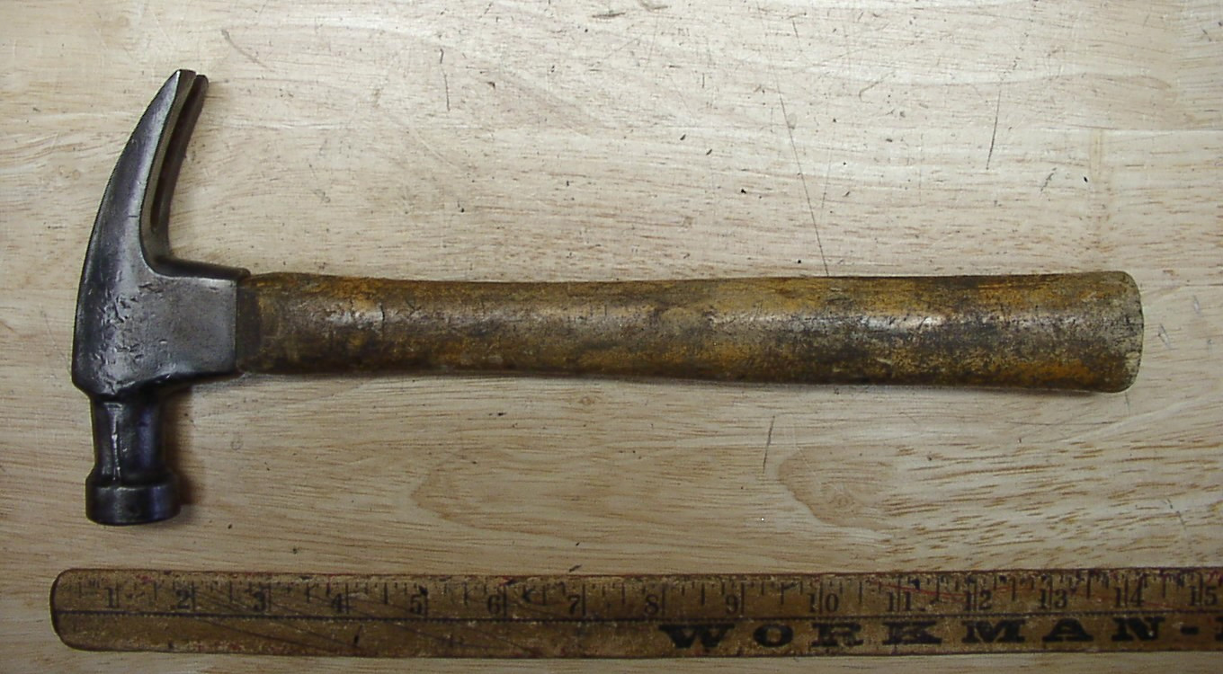 Unbranded USA Straight Claw Hammer,1lb.7.7oz,5-5/8" Head,1-1/8" Face,Good
