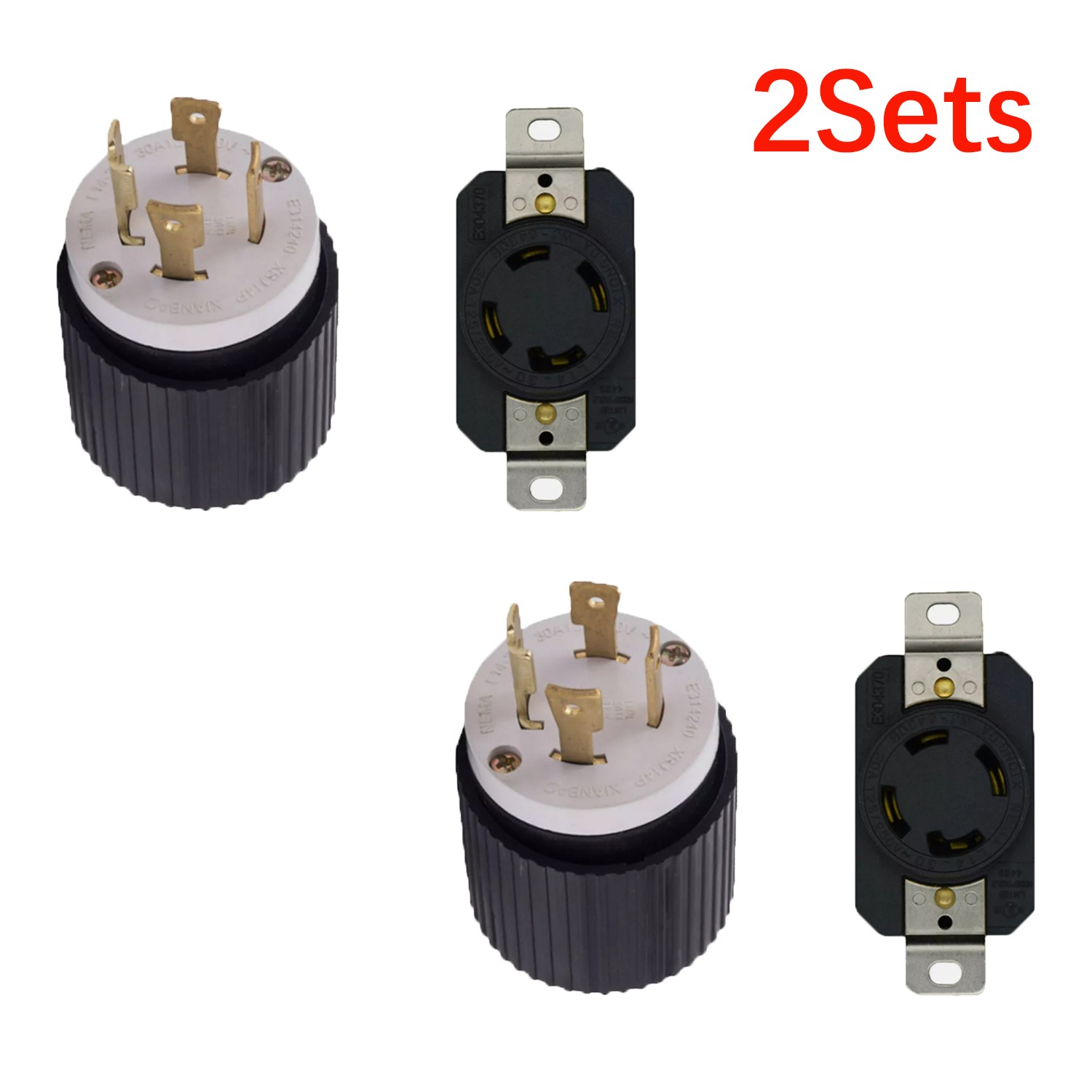 2Pair For NEMA L14-30 Male Plug & Female Receptacle 30A 125/250V L14-30P L14-30R