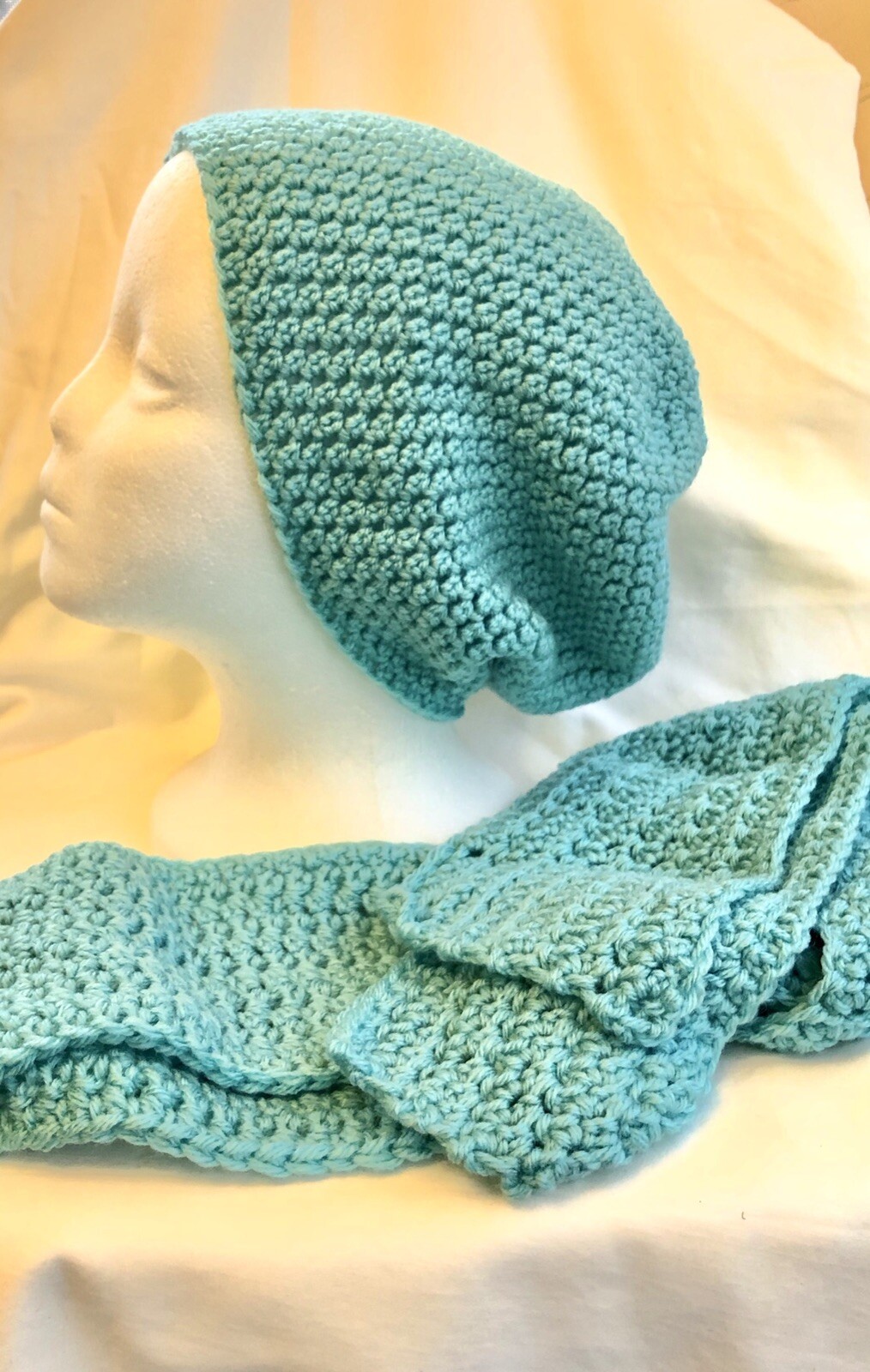 USA Handmade Women Ladies Beanie Hat & Scarf Set Crochet Winter Homegoods-etc