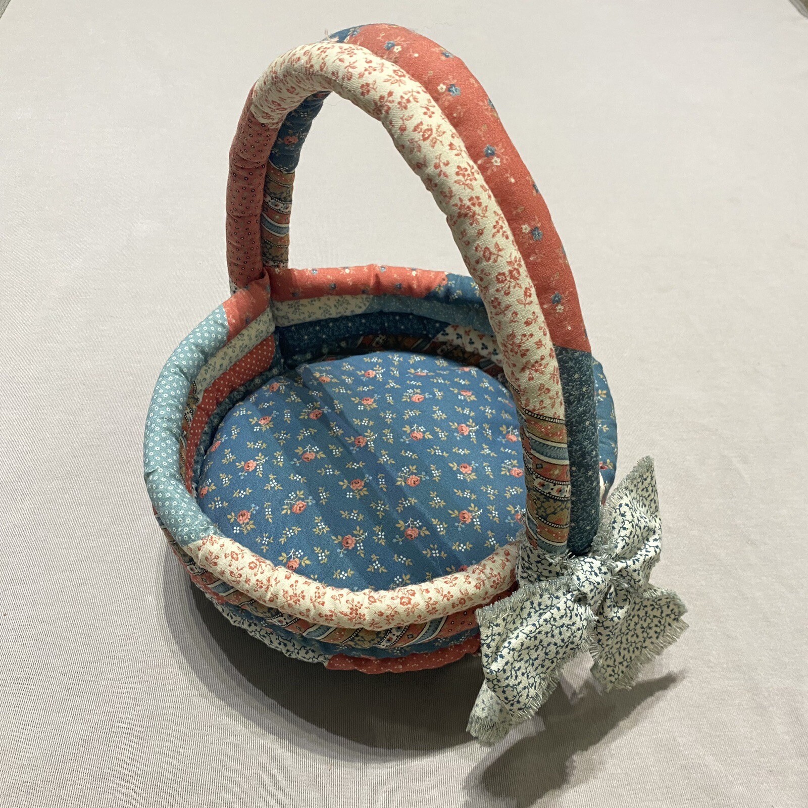 Handcrafted Easter Basket Fabric Bunny Egg / Fabric Quilted Basket