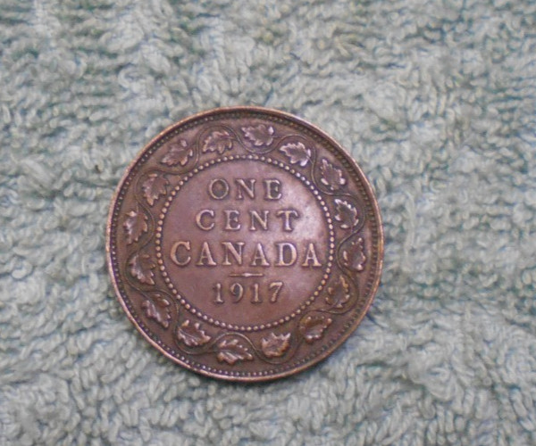 1917  CANADA   BRONZE ONE  CENT  COIN