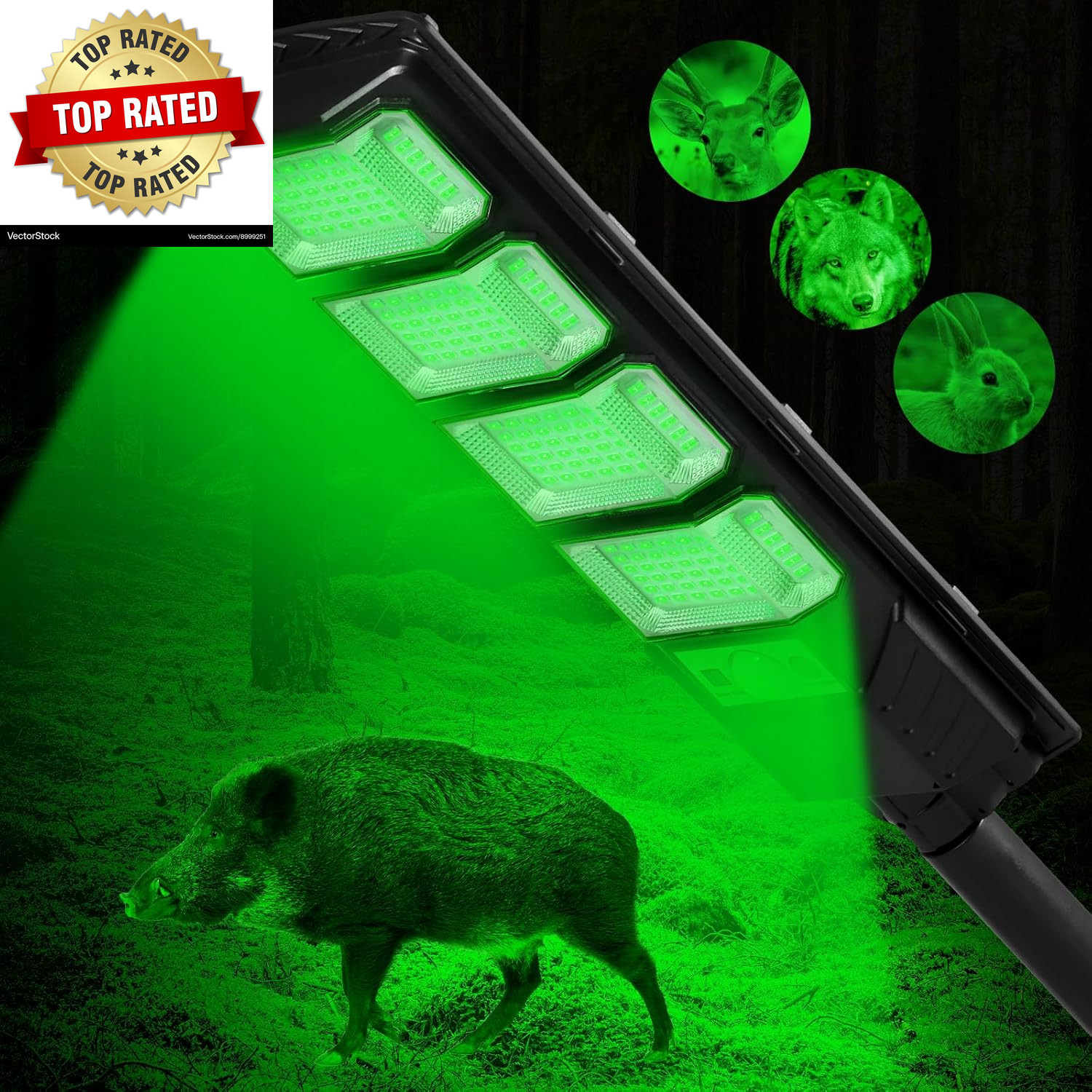 12000LM Solar Green Hunting Light with Remote, Motion Sensor and Waterproof