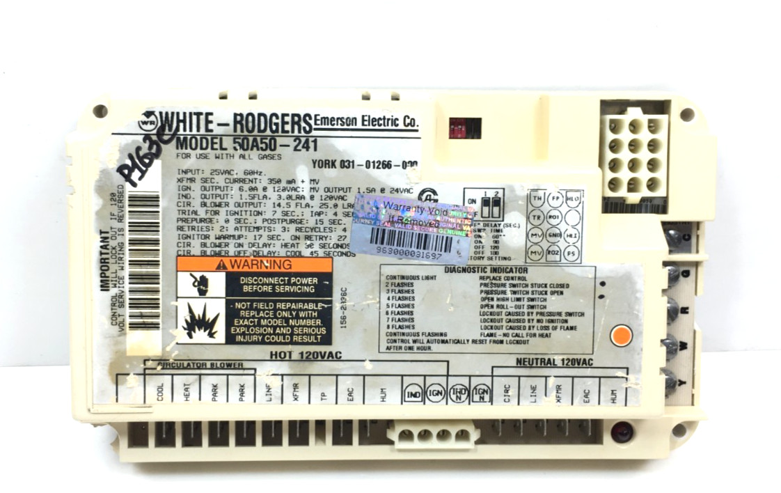 White Rodgers 50A50-241 031-01266-000 Furnace Control Circuit Board used #P163C