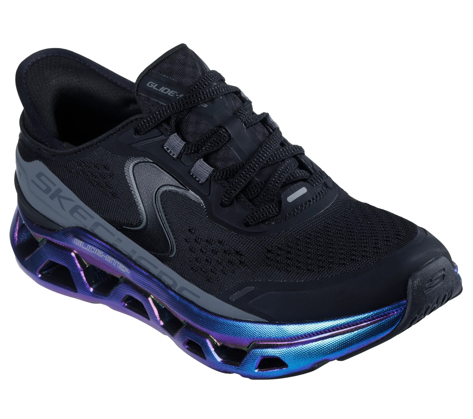Skechers Shoes Black Womens Slip Ins Sport Glide Glow Comfort Memory Foam 150516