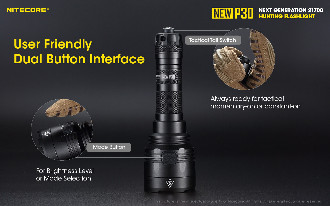 NITECORE NEW P30 1000 Lumen 676 Yard Long Throw Hunting Flashlight