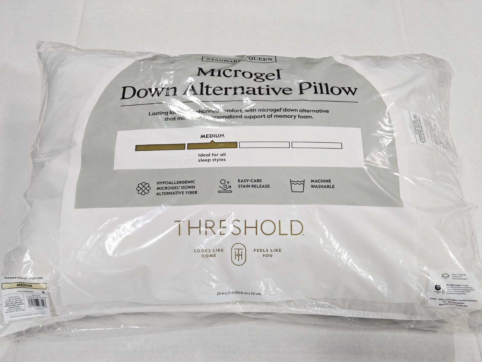 Firm Stay Plush Bed Pillow  (20in X 28in) Standard/Queen-Threshold