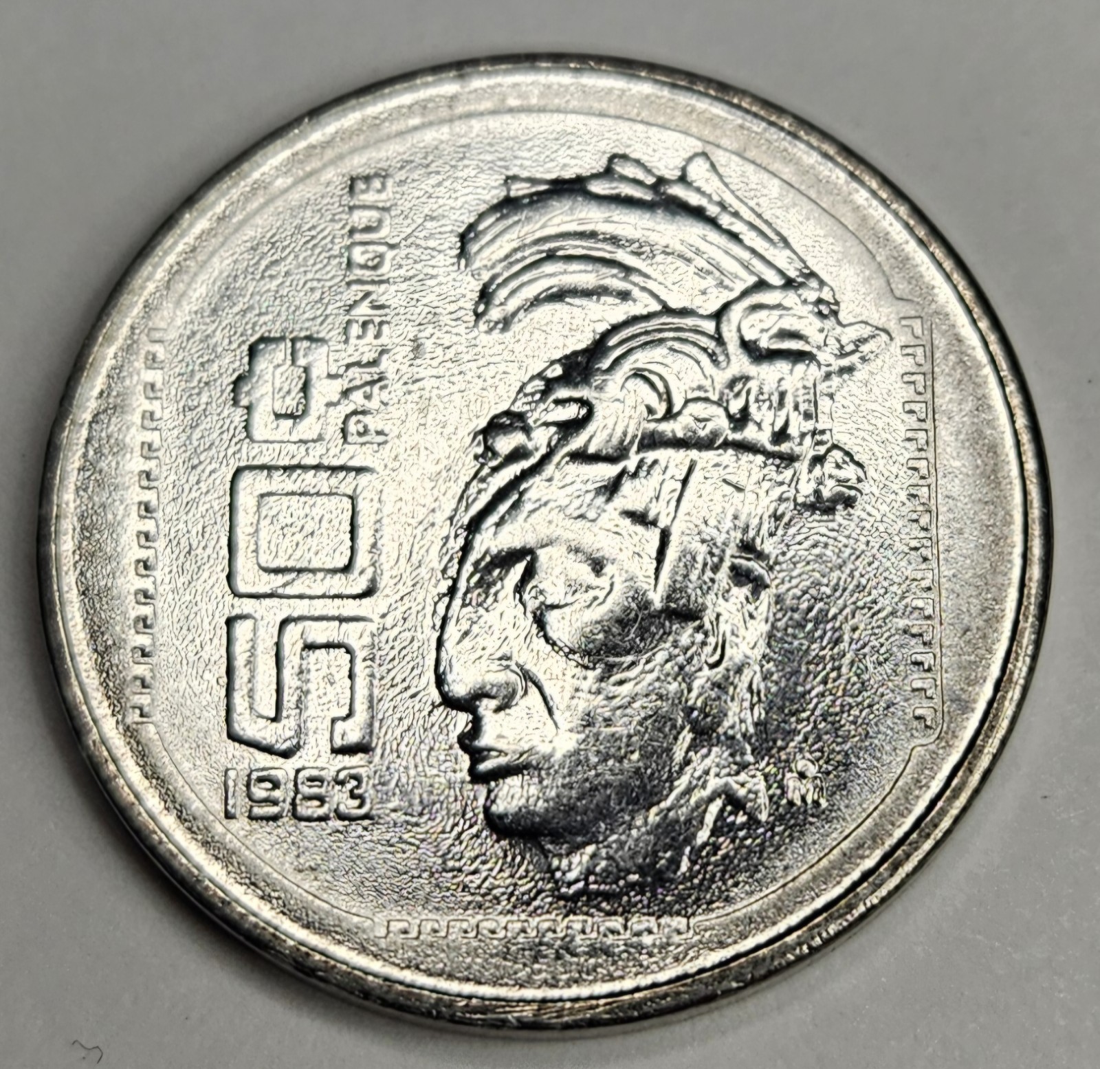 1983 Mexico 50 Fifty Centavos - Mexican Coin - Stainless Steel - World Coin - L5