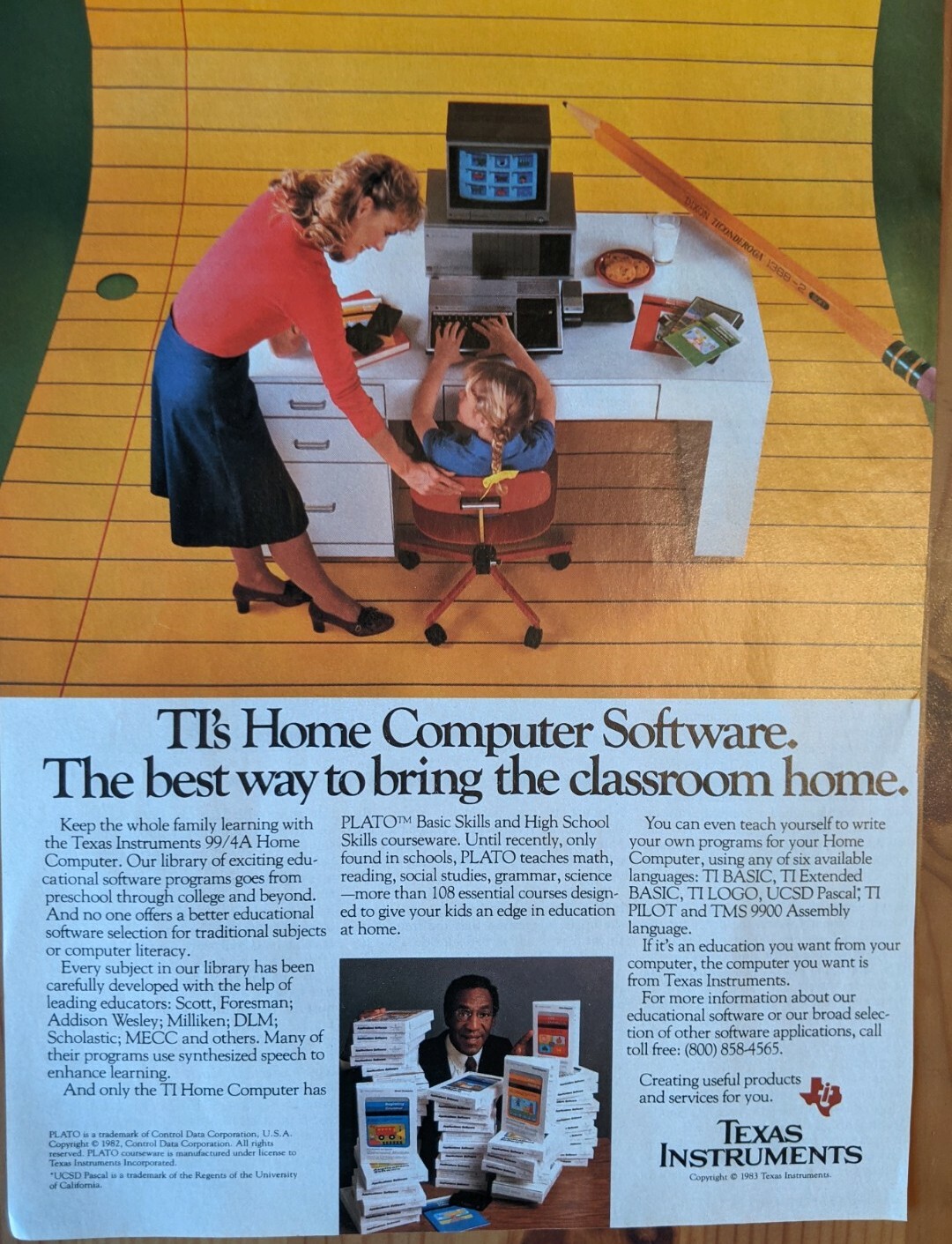 Vintage 1983 Texas Instruments Magazine Advertisement Protective Cover