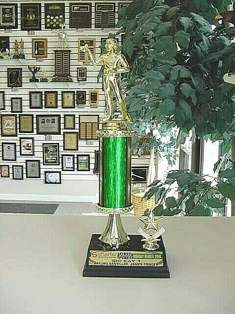 DART TROPHY MALE OR FEMALE FREE LETTERING  13 INCHES TALL YOUR COLOR CHOICE *
