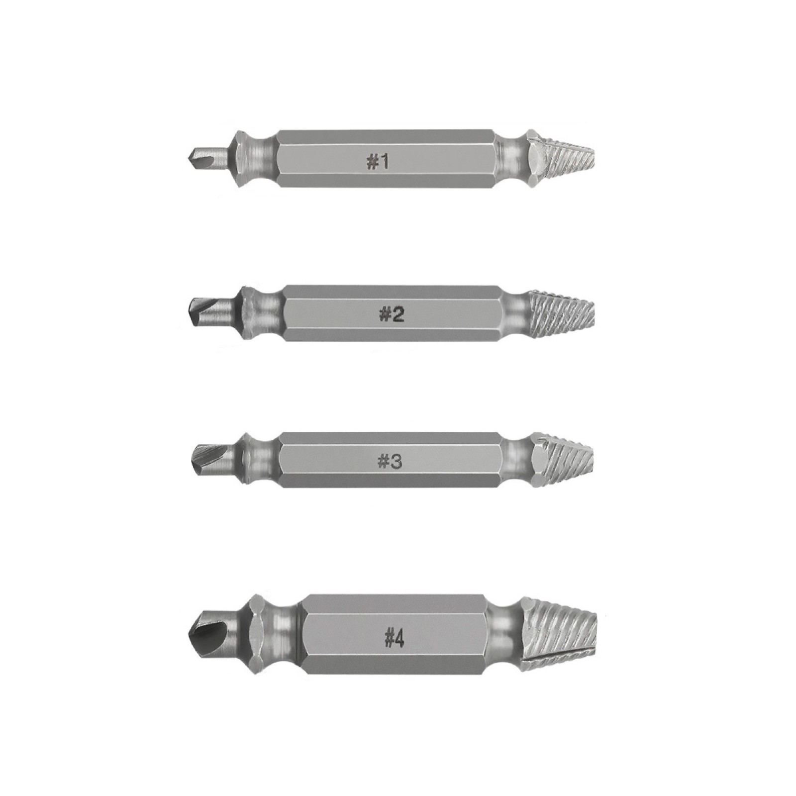 4Pcs/Set New Screw Extractor Kit Guide Broken Damaged Bolt Remover Drill Bits