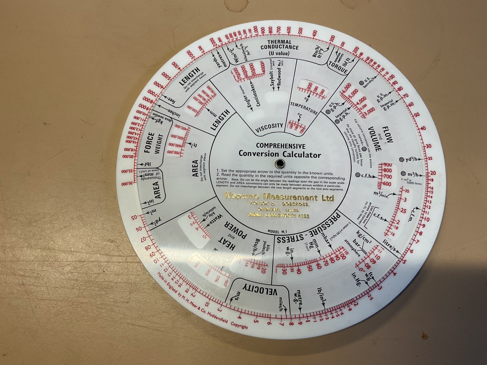 Vintage Neptune Measurement Comprehensive Conversion Calculator